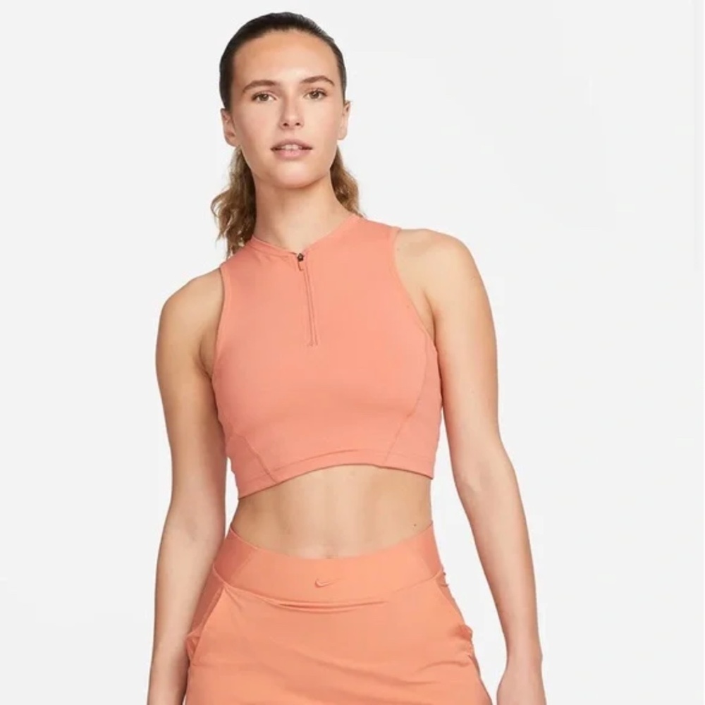 Nike Pro Dri-FIT Cropped Half Zip Tank Top Size Extra Small